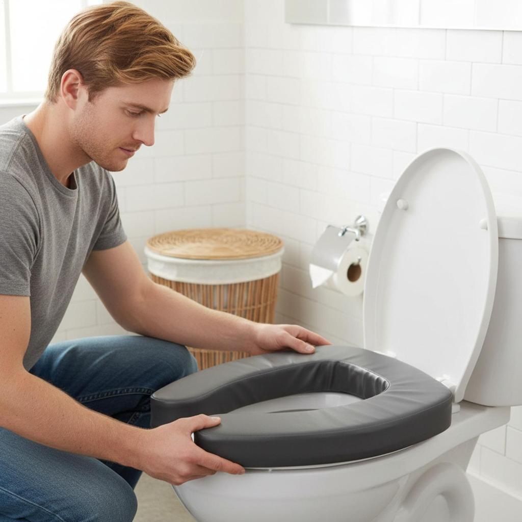 Toilettenerhöhung für Senioren, Tragbare rutschfeste wasserdichte gepolsterte Sitz-Toilettenlifthilfe für Ältere Behinderte Schwangere Zuhause Reisen