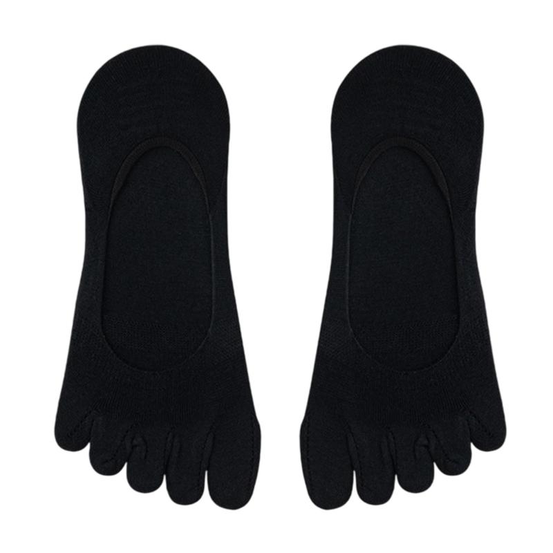 Women's Split Toe No Show Socks Silicone Antislip Grip Breathable Cotton Five Finger Invisible Low Cut Boat Socks