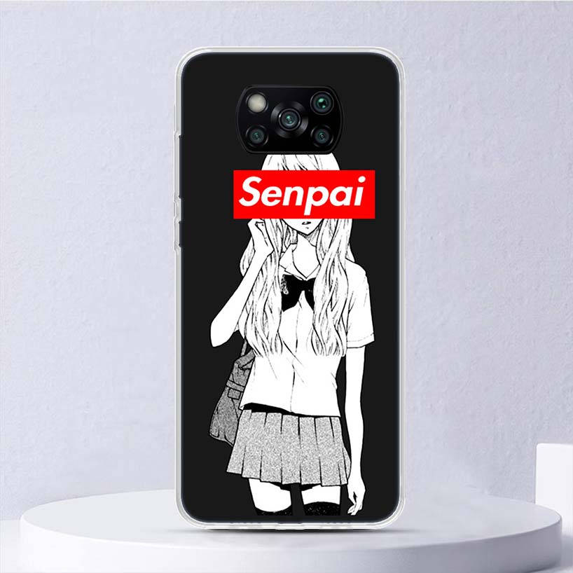 Sugoi Senpai Japanese Anime Waifu Soft Case For Xiaomi Poco X3 NFC X4 M4 Pro M3 M2 Phone Cover F3 F2 F1 Mi Note 10 Lite A3 A2 A1