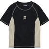 Letter Logo Print American Vintage Round Neck Loose Fit Short Sleeve T-Shirt Women Tops Deep-Black T11W321103FBK