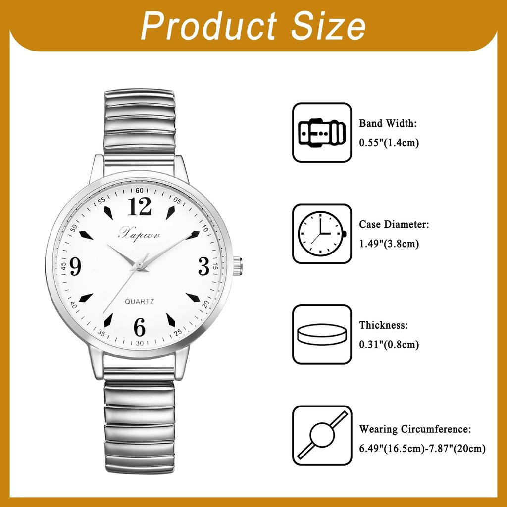 Women's Waterproof and Rainproof Wristwatch with a Round Dial, Large White Dial, Silver Case, and Silver Strap. This Stainless Steel Watch Makes a
