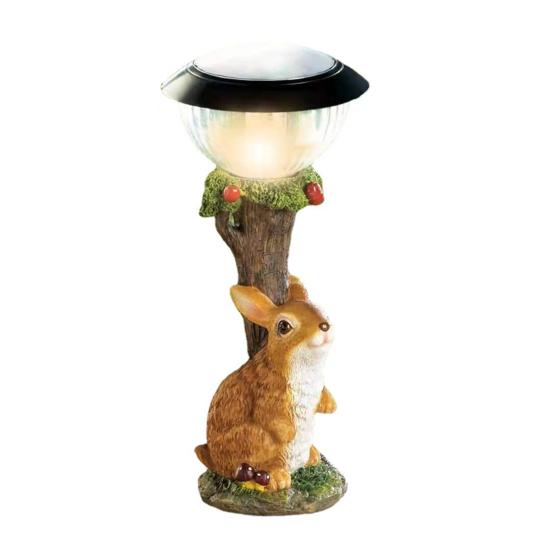 Wetterbeständige Rasenlampe Präzise Detailliert Harz Katze Hund Hase LED Solarleuchte für Zuhause