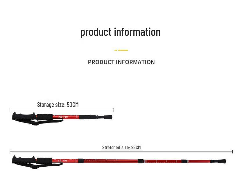 Aluminum Alloy Telescopic Hiking & Trekking Poles with Straight, T-Handle, Curved Handles for Skiing, Climbing, and Elderly Use