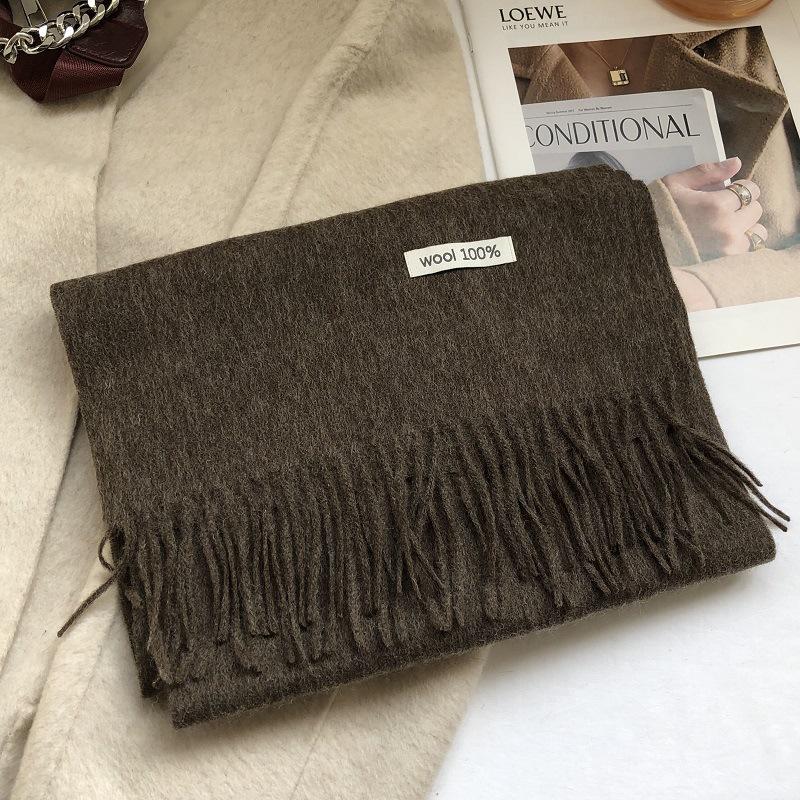 Ladies Wool 100% Australian Pure Wool Scarf Women Long Fringed Warm Cashmere Shawl Winter Thik Warm Knitted Neck Scarf Wrap