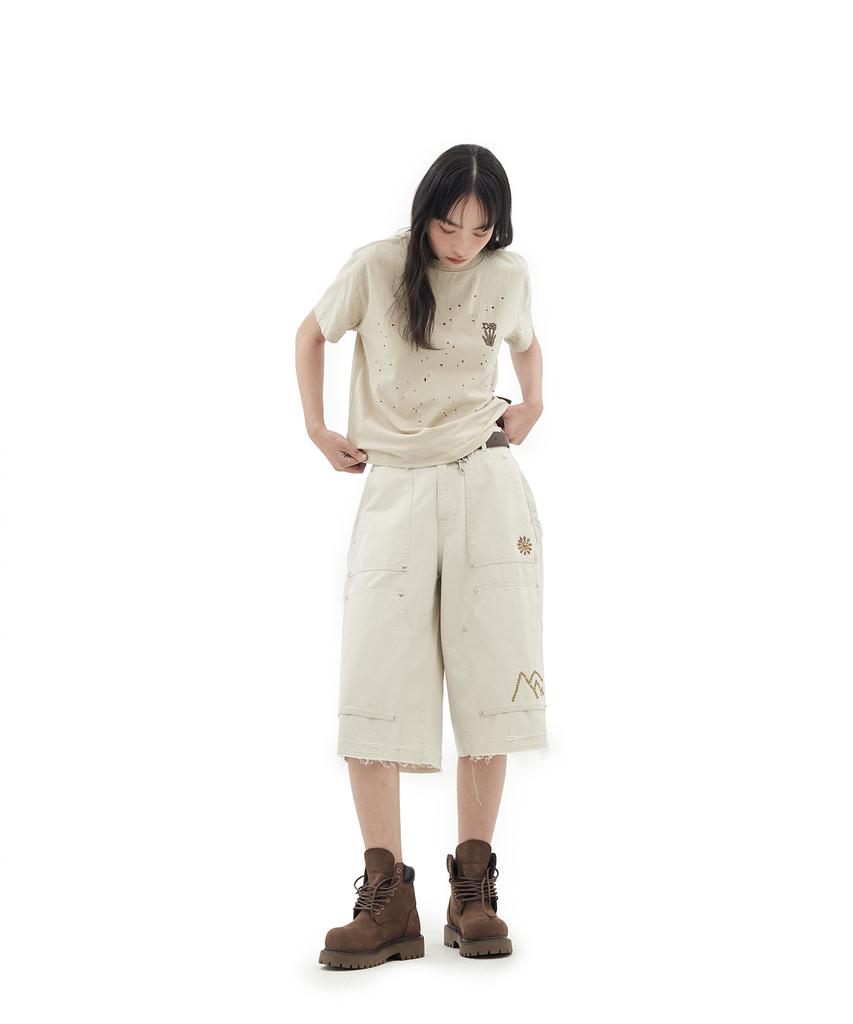 Depeugameoncheu Fingerprint Damaged T-Shirts [Beige]