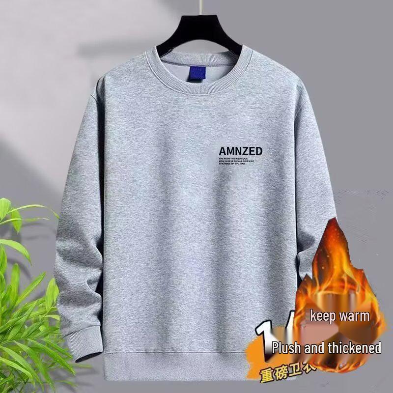 

Men s Velvet-Lined Long Sleeve Round Neck Hoodie - Autumn/Winter 2025 Collection M