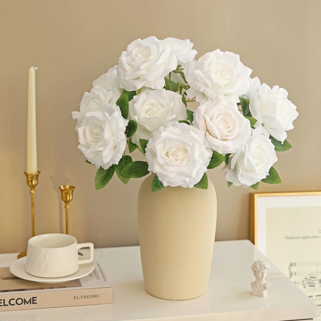 Artificial Flowers Silk Rose Brial Bouquet Fake High Quality Home Room Table Wedding Wreath Decora Outdoor Garden Diy Gifts Box