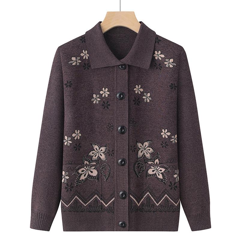 Elderly Women's Knitted Cardigan Jacket Autumn Winter Warm Sweater Women's Thicken Coat Single Breasted Female Knit Outwear Tops