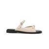 Sheepskin Version~ Small Buckle With Vacation Casual Flat-Bottomed Slippers, Women'S Summer Wear Beach Cool Slippers