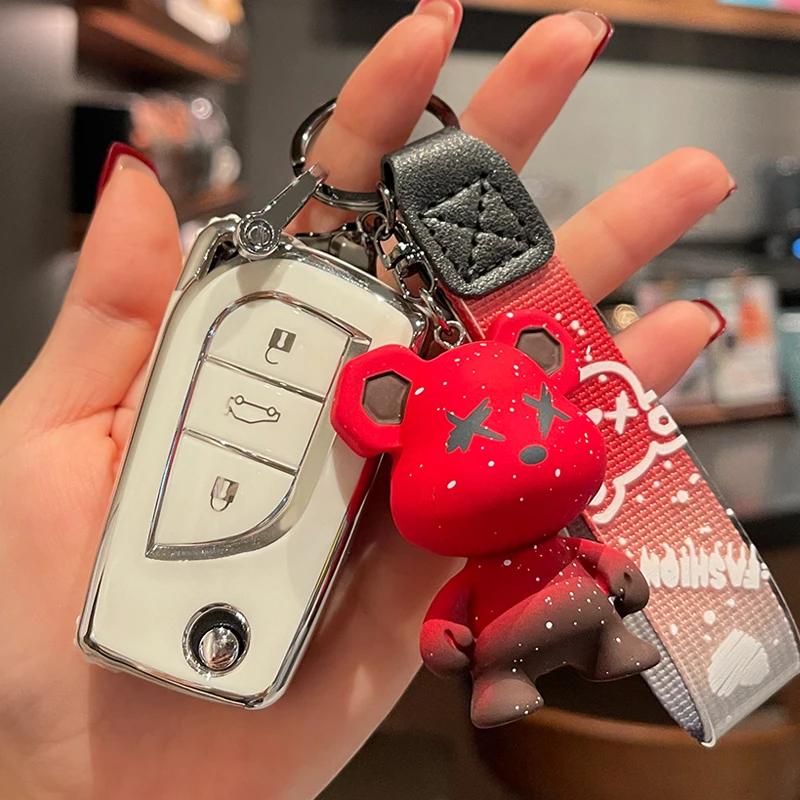 Fashion Keychain TPU Car Key Case Full Cover Shell For S1 Aygo Corolla Altis Auris Yaris Camry RAV4 Verso TC IM Accessories JH0