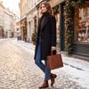 Cappotto in Lana Casual Retro da Donna di Media Lunghezza con Collo a Revers per l'Uso Quotidiano Invernale