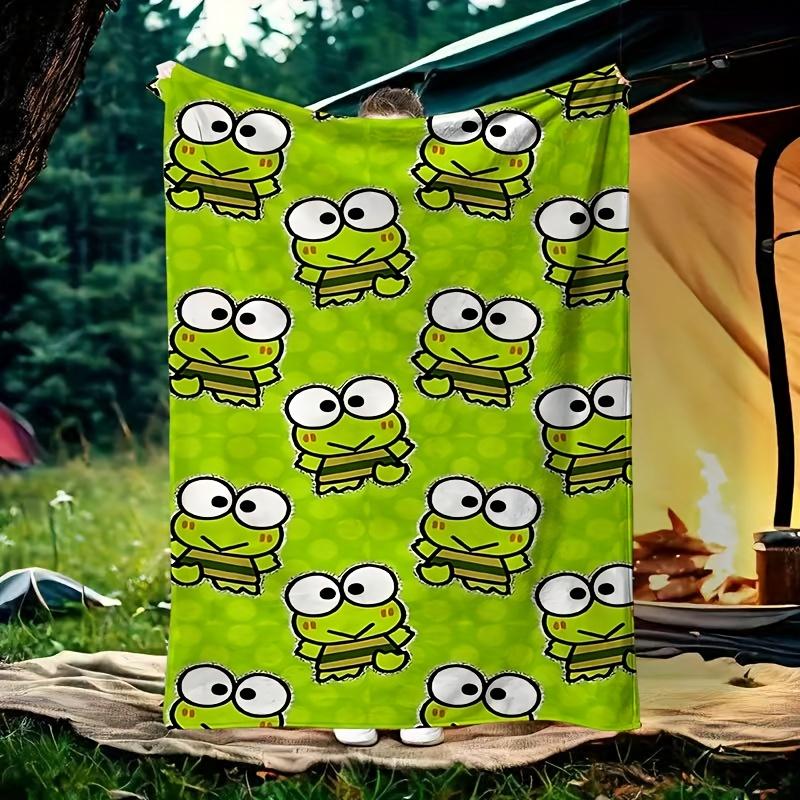

1pc Keroppi Cartoon Fleece Blanket Cozy Soft Plush Throw for Sofa Bed and Outdoor Travel Green with PlayfulGreen CharacterDesign 100X150CM