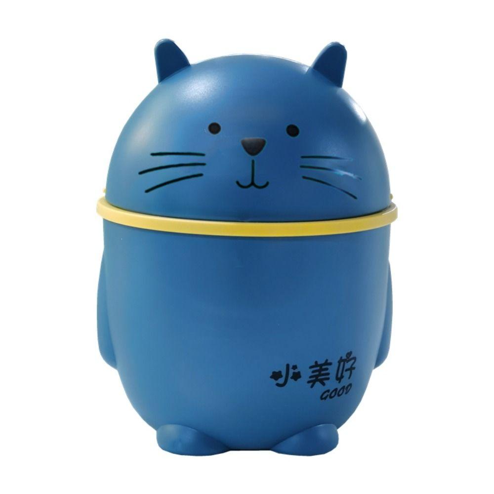 Kawaii Cartoon Cat Trash Can Portable Garbage Storage Bin Paper Basket Desktop Waste Box  Bedroom