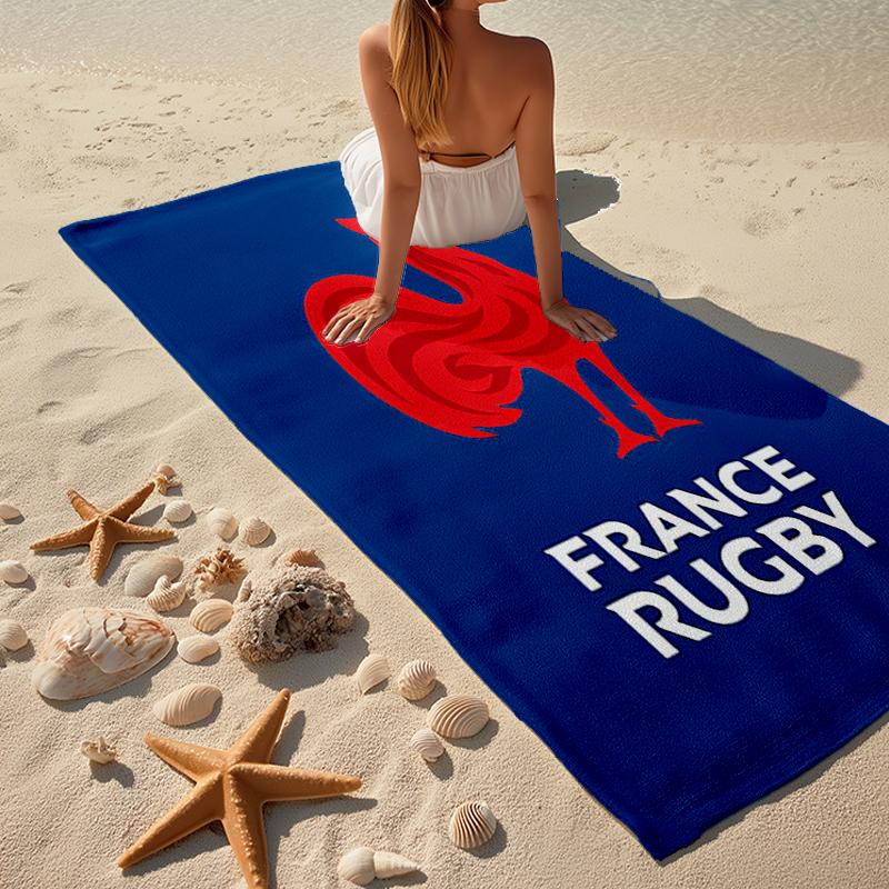 Ultra-Soft Beach Towel with France Rugby Theme,Ideal for Pool - Camping, Diving - Perfect Travel Essential, Vibrant Beach Towel.