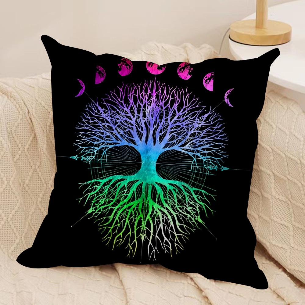 Tree Of Life Abstract Cushion Cover Silky Short Plush Invisible Zipper Dustproof Sofa Pillow Case For Home Decor