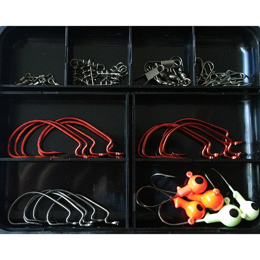 Zmart 128 Pieces Sink Fishing Sinker Tackle Box Sinkers, Hooks, Swivels, Stoppers, Weights, Accessories, Weights, Connectors, Sequins, Lures,