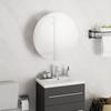 VidaXL Bathroom Cabinet Round Mirror and LED Storage Cabinet Vanity Unit Toilet Home Interior White 345579