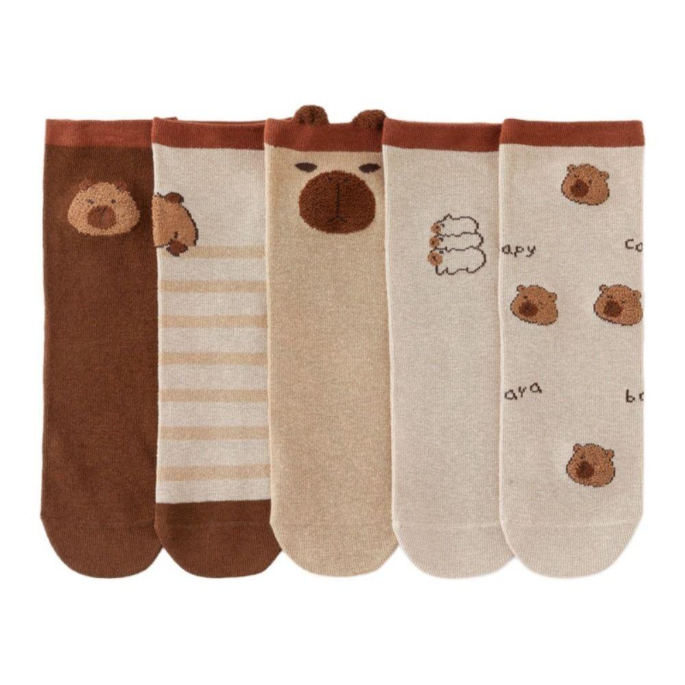 Cartoon Baby Cotton Socks Breathable Kapibara Hosiery Anti-slip Kids Capybara Socks  2-15 Years