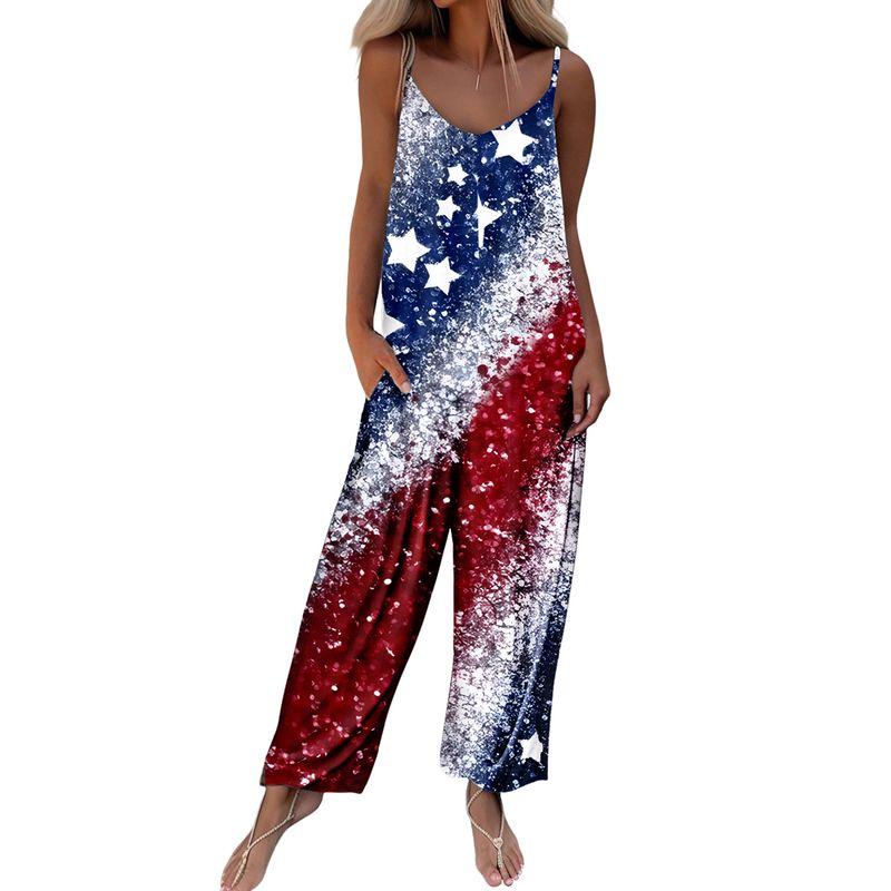 

American Shiying Niche Loose Straight Jumpsuit Women 2025 Summer New Color Matching Sling Jumpsuit Women Color 2 Size XL Fit (75.00 kg-82.50 kg
