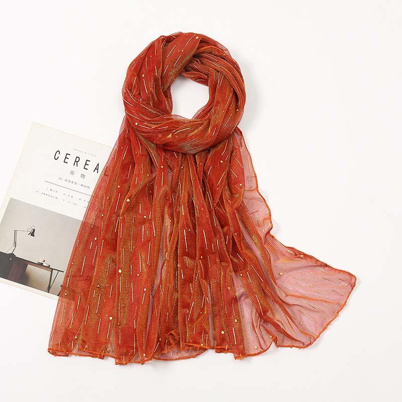 Fashion Gold Silver Thread  Long Shiny Sunscreen Shawl Female Transparent Yarn Wedding Bridesmaid Party Evening Dress Scarf R57