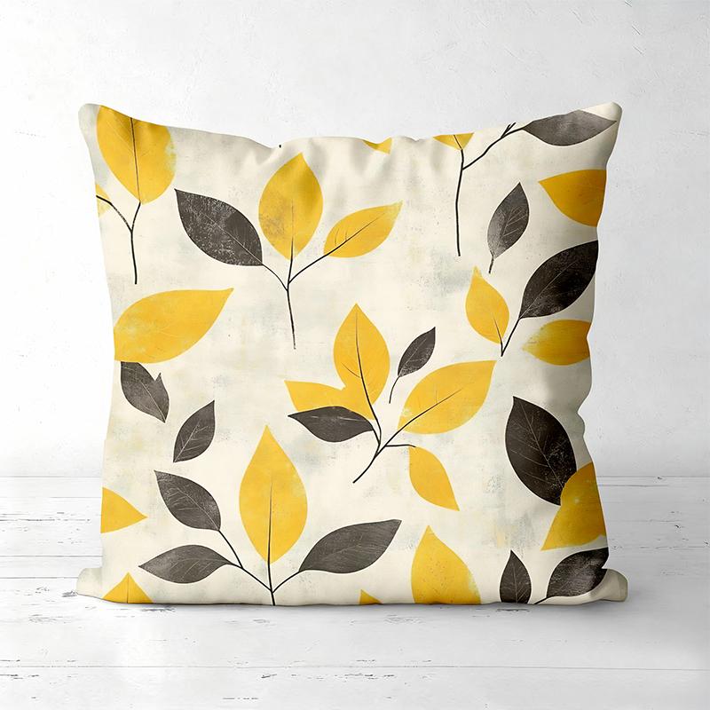 

1 Pieces Yellow And Black Leaf Pattern Decorative Throw Pillows Polyester pillowcase, sofa cushion cov Headboard Pillow 45x45cm
