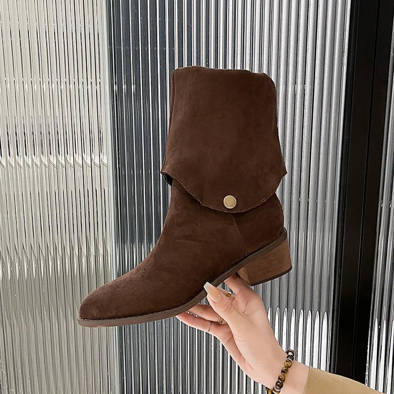 Frosted Suede Two-wear Stacking Boots Spring, Autumn and Winter New Cowboy Boots Fashion Long Knight Boots, Women