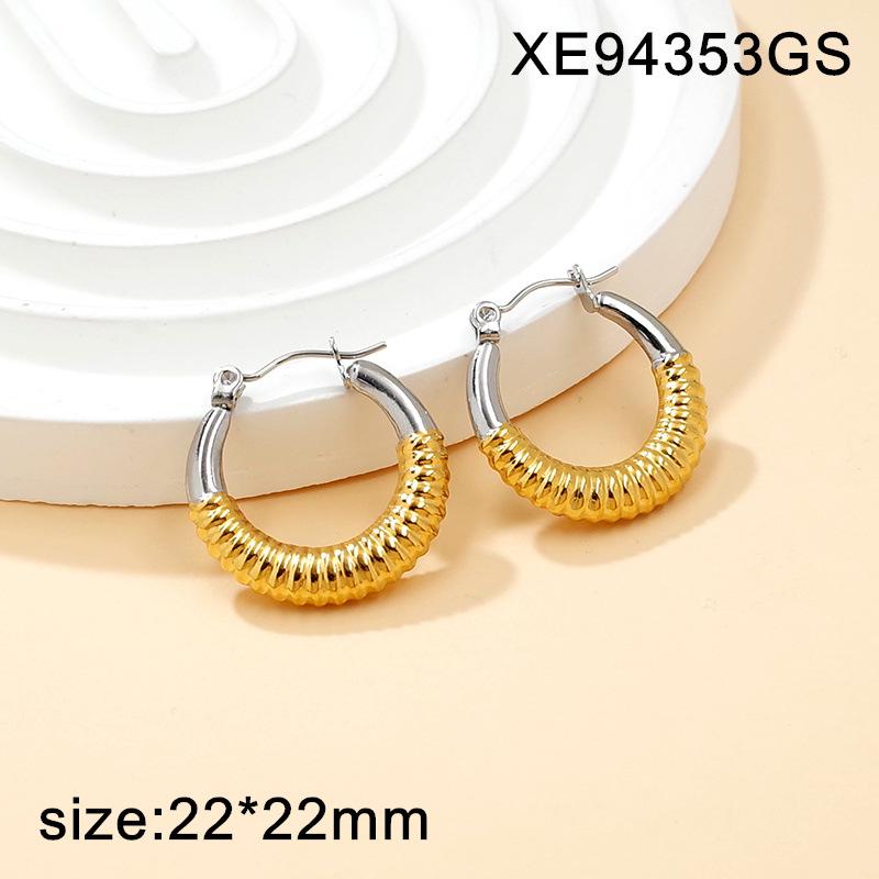 2026 Titanium Steel Gold Plated Geometric Earrings: Women's Light Luxury, Simple Fashion European Style Set.