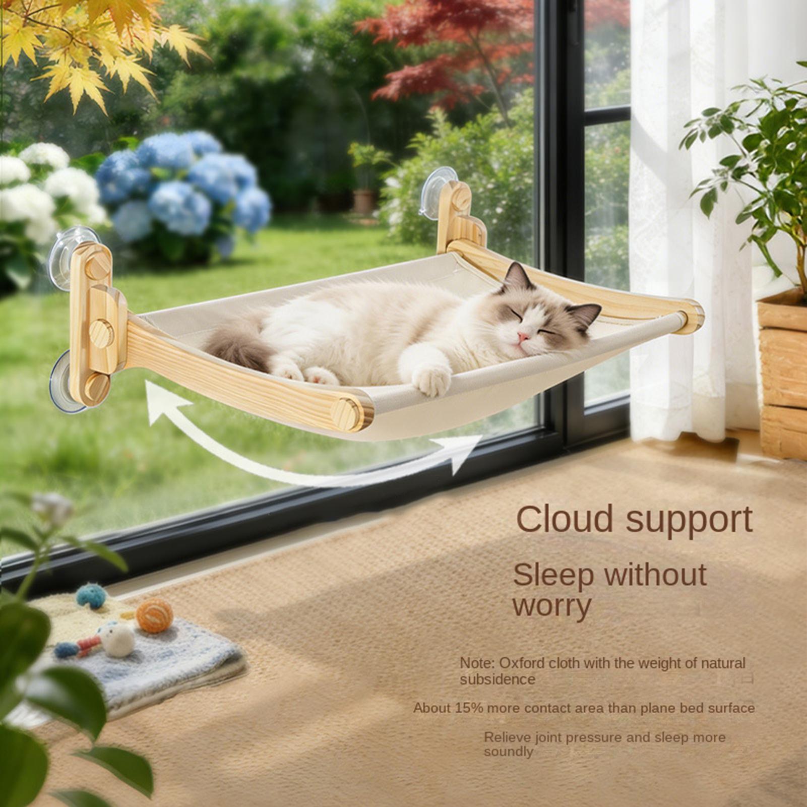 

Cat Window Perch Suction Cup Cats Seat Bed Wooden Kitten Perch for Kittens Indoor Home Apartment Living Room Wall Bedroom Corner CN