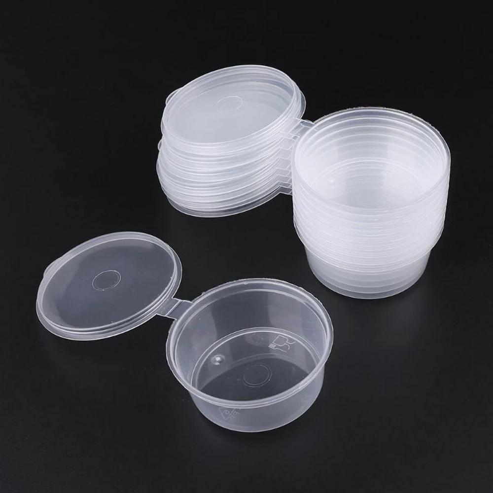 50-100Pcs Clear Plastic Sauce Jars with Lids Small Sauce Cup Disposable Food Containers Sauce Pots for Kitchen Food Storage