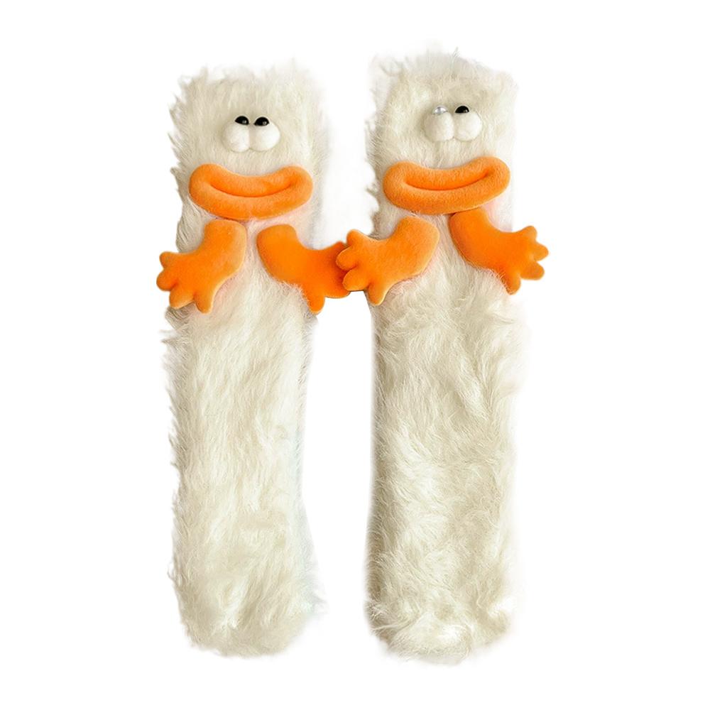 Chaussettes Peluche 3D Dessin Animé Mignonnes Chaudes Hiver Expression Drôle Chaussettes Thermiques Douces Confortables Design Décontracté Drôle pour Femmes & Hommes