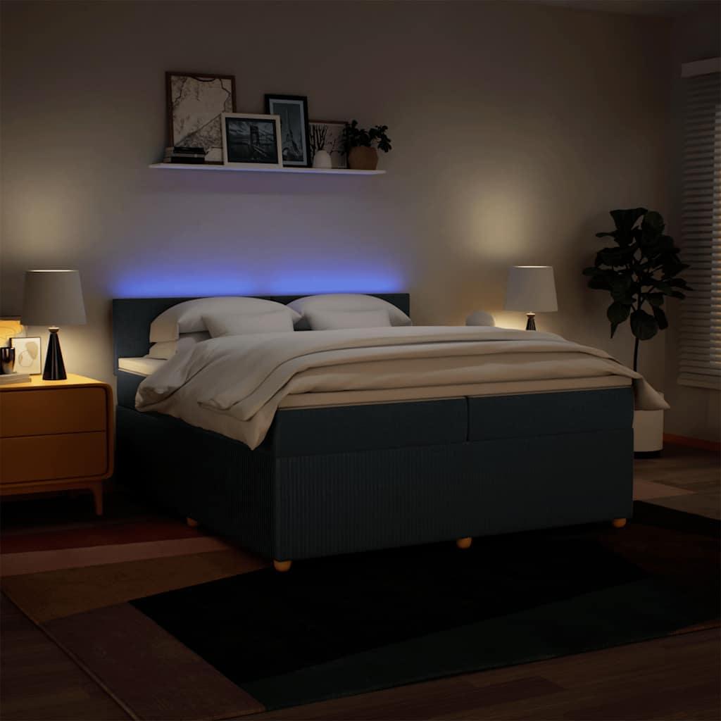 Box Spring Bed with Mattress Blue 200x200 cm Fabric