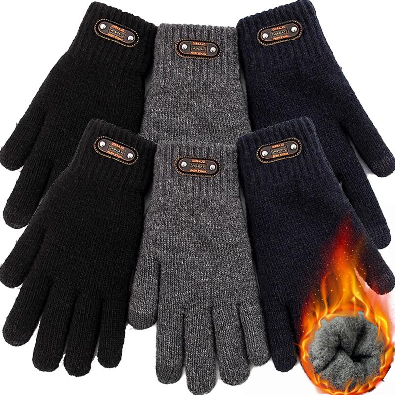 Outdoor Leisure Fishing Cycling Cold and Windproof Knitted Yarn Warm Gloves with Added Velvet Thickness In Autumn and Winter