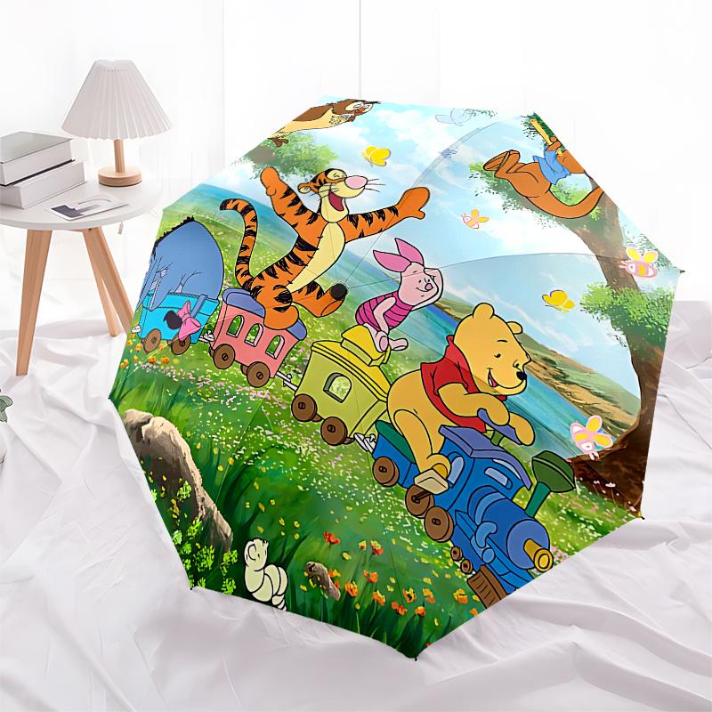 Winnie the Pooh, Tigger Automatic Opening and Closing Umbrella, Compact Travel Umbrella, Lightweight and Portable, Suitable for Beach Commut