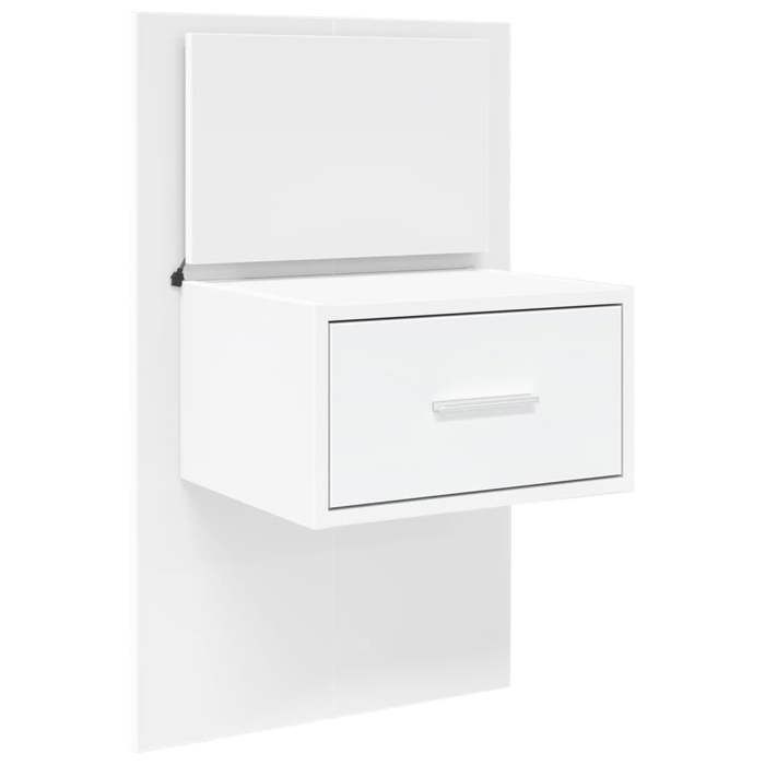 VidaXL Table de chevet murale avec lumières LED blanc, armoire, armoire d'appoint, armoire de chevet, table de chevet, 848157
