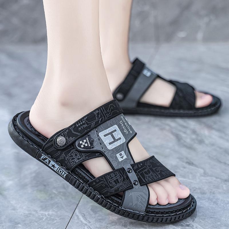 Mode Sommer Herren Echtleder Sandalen Outdoor Römische Sandalen Strand Rutschfest Lässig Leicht Offene Zehen Jungen Sportsandalen