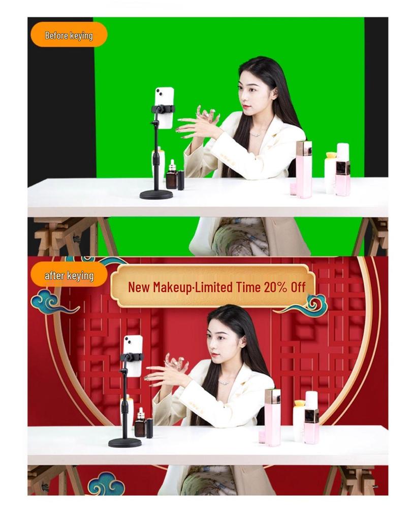 Portable Pull-Down Green Screen: Thick, Liftable, Telescopic Background for Keying and Live Streaming