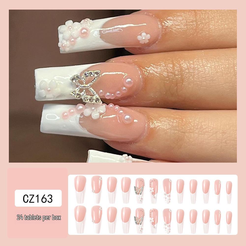 Long T-Point Diamond Jelly Glue False Nails - Press-On Nail Art Tips