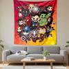 "Chibi Superheroes Team On Bright Background" Patterned Tapestry Decorative Wall Hanging, Home Bedroom Living Room Decor
