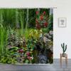 Spring Garden Landscape Shower Curtains Green Plants Flowers Creek Natural Scenery Bath Curtains Bathroom Decor With Hooks
