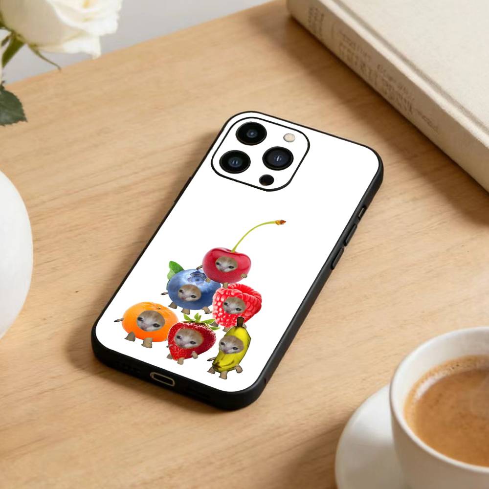 Big-eyed Goofy CAT Silly Phone Case For iPhone17,16,15,14,13,12 Plus,Max Soft Silicone Black Cover