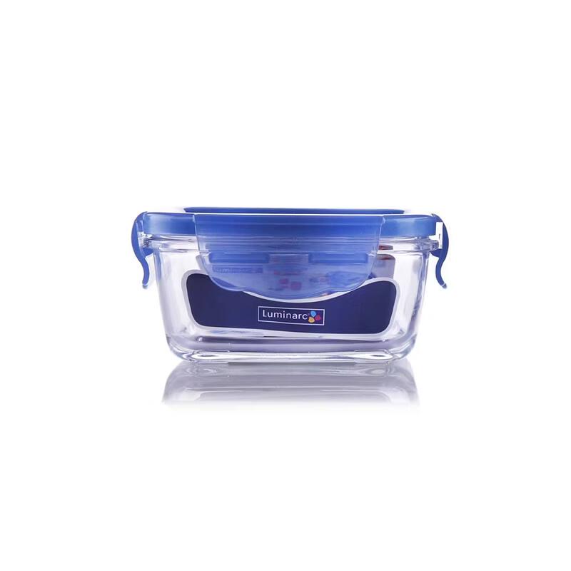 Luminarc Blue Floral Glass Food Storage Container