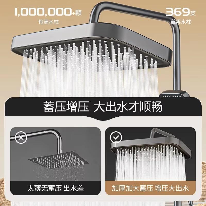 14 Inch Big Panel Supercharge Ceiling Mounted Shower Head Set 3 Modes High Pressure Large Flow Shower Faucet Bathroom Accessorie