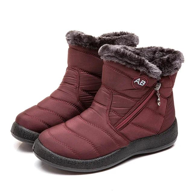 Winter Snow Women's Boots Comfortable Women's Boots Waterproof Women's Zipper Shoes Women's Soft Fur Women's Boots Plus Size 44