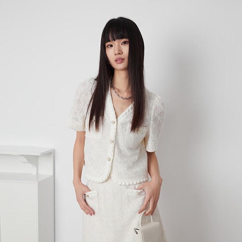 MONOVICH Elegant V-Neck Short Sleeve Jacket M