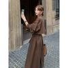 Trenci lung maro Trench nou de primăvară și toamnă casual în stil britanic