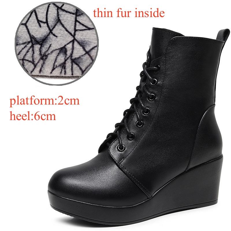 6cm 8cm Small Big Size 33-43 Vintage Soft Leather Boots Women's Platform Shoes Fall 2025 High Heels Wedges Short Ankle Boots