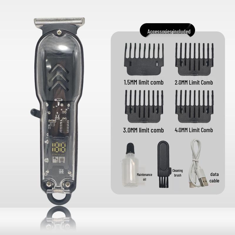 LCD Display Electric Hair Trimmer: Professional Salon Clear Body Shaver