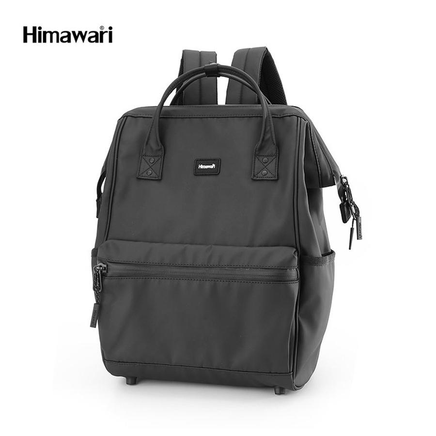 Black Backpack Made of Waterproof Nylon, Equipped with a USB Port and Stabilizing Feet On the Bottom - Himawari