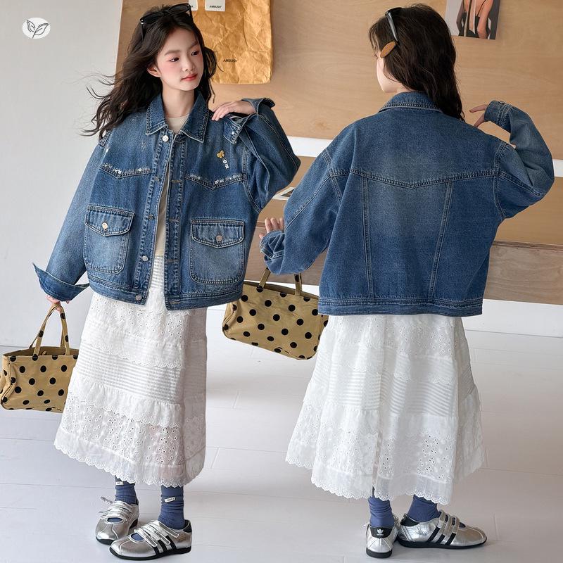 Girls' Stylish Denim Jacket - Spring/Autumn 2026 Casual Wear