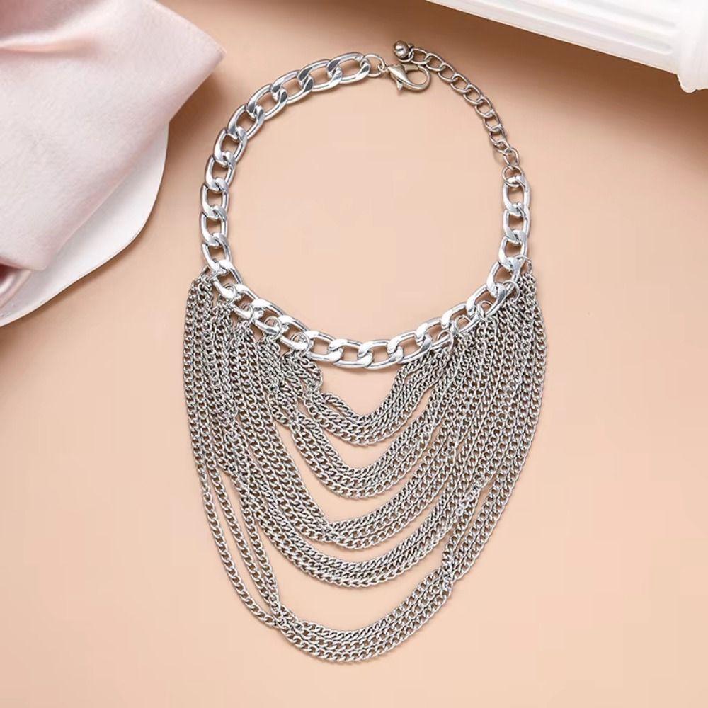 Long Tassel Punk High Heels Anklet Metal Chain Punk Layered Anklet Chains Wedding Party